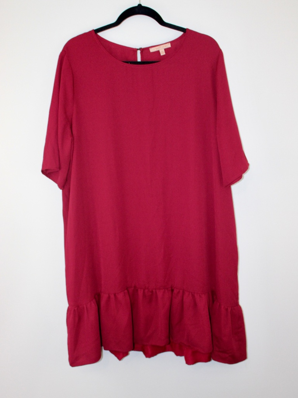 Gibson Latimer Burgundy Ruffle Hem Shift Dress Size 3X